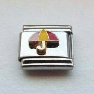 Cute little enamel umbrella 9mm stainless steel italian charm bracelet link new